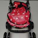 The New York Doll Collection My First Doll Stroller with Basket & Heart Design Foldable Doll Stroller, Pink