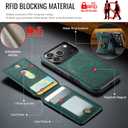 Wallet Case for iPhone 17 Pro, 2 in 1 Strong Magnetic Detachable, Shockproof Phone Case Compatible with MagSafe, Slim Leather Wallet RFID Blocking 5-Card Holder Ring Grip Stand (Green)