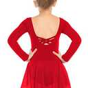 Zaclotre Ballet Leotards for Girls Toddler Classic Long Sleeve Criss-Cross Back Dance Dress Ballerina Outfits Red No Size