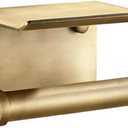 Estrend Brushed Gold Toilet Paper Holder with Shlf Brushed Gold Toilet Tissue Holder with Cell Phone Storage