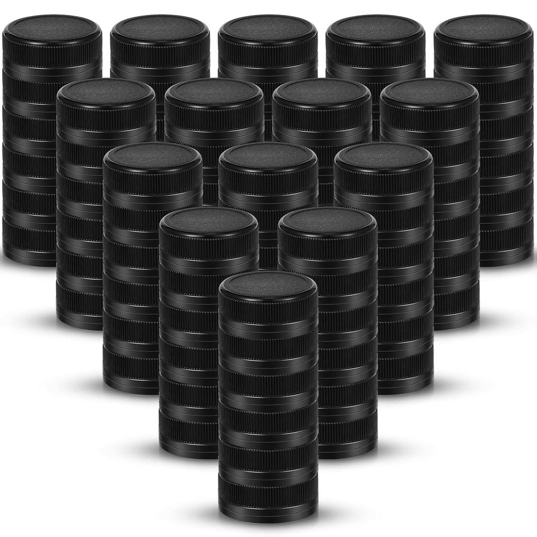 100 Pcs Caps for Empty Juice Bottles, Tamper Seal Lids 38 mm Plastic Bottle Caps Container Lids Bottle Caps for Crafts DIY, 4, 8,12, 16, and 32 oz Container(Black)
