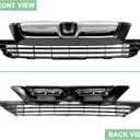 Upper Lower Bumper Grille Compatible for 2007 2008 2009 Honda CRV Glossy Black Mesh Grill