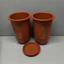 Happyyami 2pcs Resin Plant Pots with Saucer, Orchid Nursery Planter, Red, 11.81 X 8.46 Inches, Ideal for Home Decor, Durable for Room, Bedroom, Kitchen