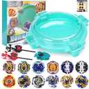 COCOFOX Burst Set, 12 Battling Tops 3 Right-Spin Launcher and 1 Stadium, Toys for 6 Year Old Boys & Girls & Up Green