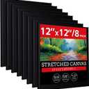 12x12 Stretched Canvases for Painting 100% Cotton Black Painting Canvas, Art Canvases for Oil, Acrylic Paint & Other Painting Media 8 Pack