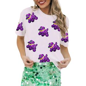 SELINK Womens Summer Short Sleeve Tops Halloween Sequin Pumpkin Printed T Shirts Casual Basic Graphic Tees (White, L)