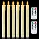 Homemory 6 PCS Real Wax Flameless Taper Candles with Remote, Flickering LED Candlesticks with Timer Dimmer, Fake Candles for Xmas Wedding Celebration Decor, Ivory, 9.6 Inches