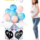 Ireer Gender Reveal Balloon Box with 16 Latex Baby Balloon Release Box Funny Ideas for Gender Reveal Party Decorations Supplies(Boy and Girl,Pink,Blue)
