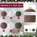 Suzile 15 Pcs Crochet Christmas Balls Ornaments for Gifts 3.1'' and 2.3'' Xmas Tree Neutral Rustic Boho Farmhouse Knitted Hanging Balls for Holiday Wreath Fireplace Garland Decor(Gray, White, Green)