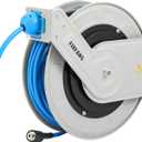 FIXFANS Pressure Washer Hose Reel with Hose, 1/4" 100ft Retractable Power Washer Hose Reel, Heavy Duty Hose Reel Auto Rewind, Wall Mounted, 3600 PSI