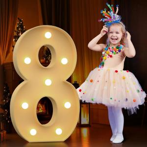 3FT Light up Numbers 8, Marquee Numbers, Mosaic Numbers for Balloons, Pre-Cut Foam Board Kit for 18th 80th Birthday Party Decor, Marquee Light up Letters, Kids' Mosaic Kits