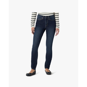 Essentials Womens High Stretch Mid-Rise Skinny Jean, Size S, Dark Wash