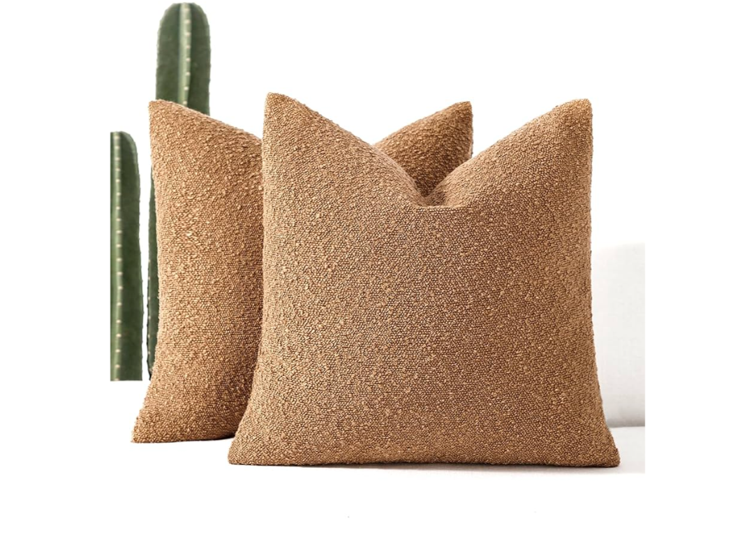 22x22 Boucle Throw Pillow Covers, Set of 2