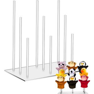 Chunful Acrylic Puppet Stand Clear Finger Puppets Tree Store Doll Holder for Kids Toddlers Holds 9 Hand Puppets Classroom Home Anti Crush Stand for Storage and Easy Accessibility