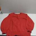 LookbookStore Women's Knit Long Sleeve Faux Wrap Surplice V Neck Sweater Top (Large, Haute Red)