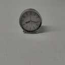 Cute 4 in Alarm Clock Small Table Clock Non-tick Round Silent Analog Alarm Clock Battery Powered Bedside Alarm Clock Travel Clock (White)