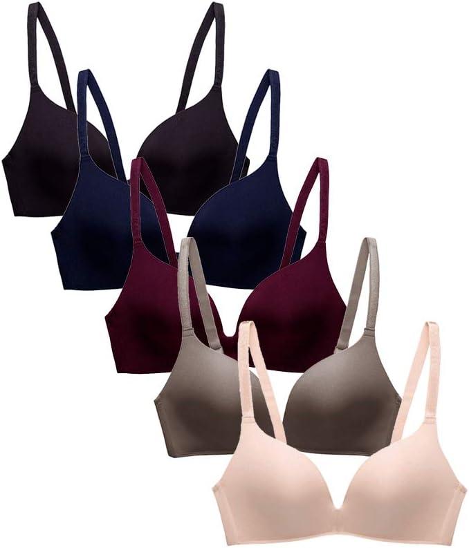 Pack of 5,Women Comfort No Wire Bras Seamless No Show Bra Pack (30B)