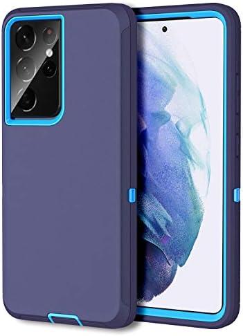 MXX Case Compatible with Galaxy S21 Ultra Case, 3-Layer Super Full Heavy Duty Body Bumper Cover/Shock Protection/Dust Proof, Designed for Samsung Galaxy S21 Ultra 5G 6.8 Inch 2021 (Blue)