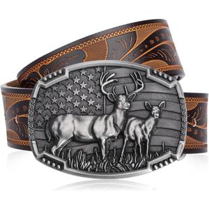 Western Cowboy Leather Belt for Men Women Cowgirl, Mens Buckle Belt for Jeans, Country Belt, Men's Gifts (36"-39")