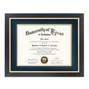 GMFrames 8.5x11 Wood Diploma Frame with Navy Mat or Display 11x14 Certificates without Mat,Tempered Glass,Rustic Black Finish with Gold Trim