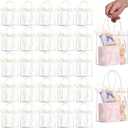 WDSHCR 50 PCS Clear Plastic Gift Bags with Handles, Party Favor Bags with Ribbons, Reusable Goodie Tote Bags for Wedding, Baby Shower, Birthday (Clear 5.9 x 6.3 x 2.8, 50 Pack)