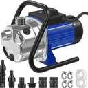 110V Electric Shallow Well Pump, 1.5HP 1532GPH 152FT Water Transfer Pump, Portable Stainless Steel Sprinkler Booster Jet Water Pumps for Garden Lawn Irrigation System