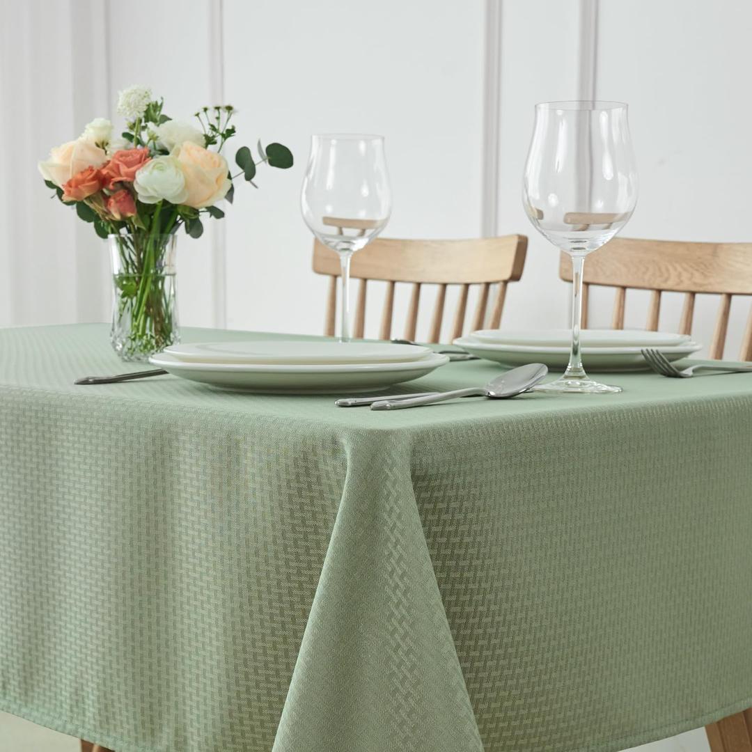 maxmill Square Tablecloth Weaved Texture Stain Resistant Waterproof Wrinkle Free Washable Soft Table Cloth, Decorative Fabric Table Cover for Dining Room Dinner Parties, 52 x 52 Inch, Sage Green