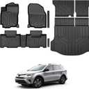 Floor Mats for Toyota RAV4 Gas 2013-2018, All Weather Floor Mats Trunk Cargo Liner with Backrest Protectors and Door Sill Guards Accessories, Full Coverage Set