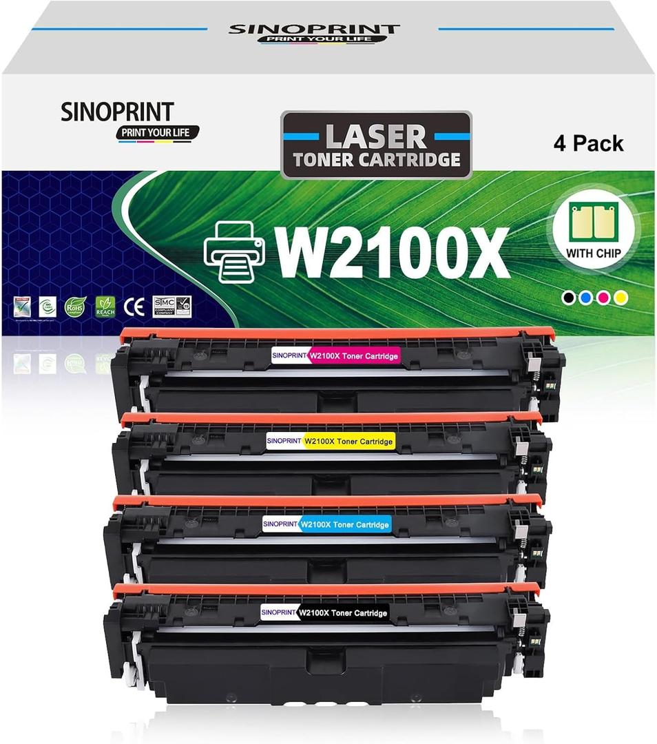210X Toner Cartridges 210A with Chip Compatible Replacement for HP Color Laserjet Pro MFP 4301fdw 4301fdn Pro 4201dw 4201dn Series Printer 210 W2100A W2100X High Yield 4 Packs Color Toner