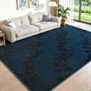 Fosirug 6x9 Navy Blue Modern Minimalist Floral Area Rugs