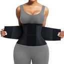 FeelinGirl Waist Trainer Belt Waist Cincher Trimmer Ab Belt Tummy Control Body Shaper with Triple Wrap Women and Men, Black
