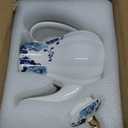 Agyiuns Tea Pot, Porcelain Teapot 37oz,tea pots for tea party,Tea Infuser Pots for Blooming loose Leaf Tea (White with blue flower)