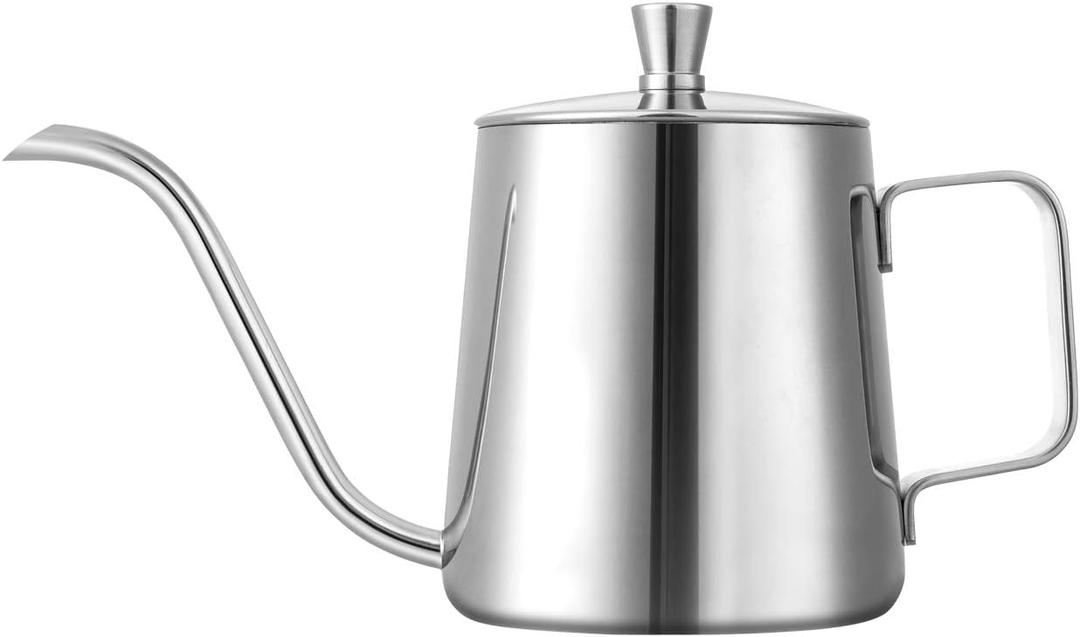 GWHOLE Small Pour Over Gooseneck Coffee Kettle 12oz/350ml Long Narrow Drip Spout Coffee Tea Pot for Stove Top - Silver