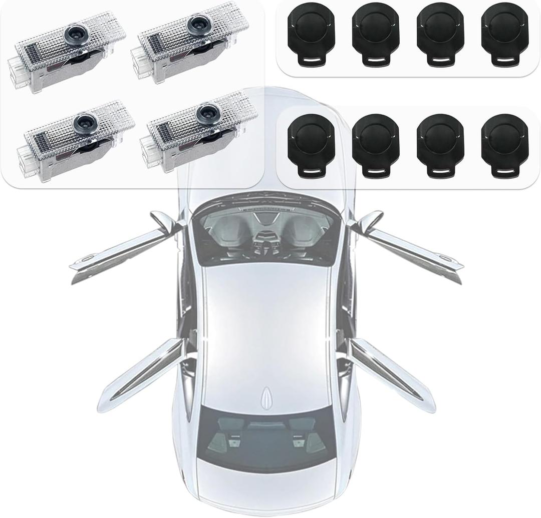 Door Lights Logo Projector for B-M-W Car Door Lights Logo,Fits 1/3/4/5/6/7&X1/X2/X3/X4/X5/X6/M Series&MINI Cooper Vehicles,Ultra-Brights Logo Door Light/Puddle Lights(4Pcak with 4 Logo Chips)