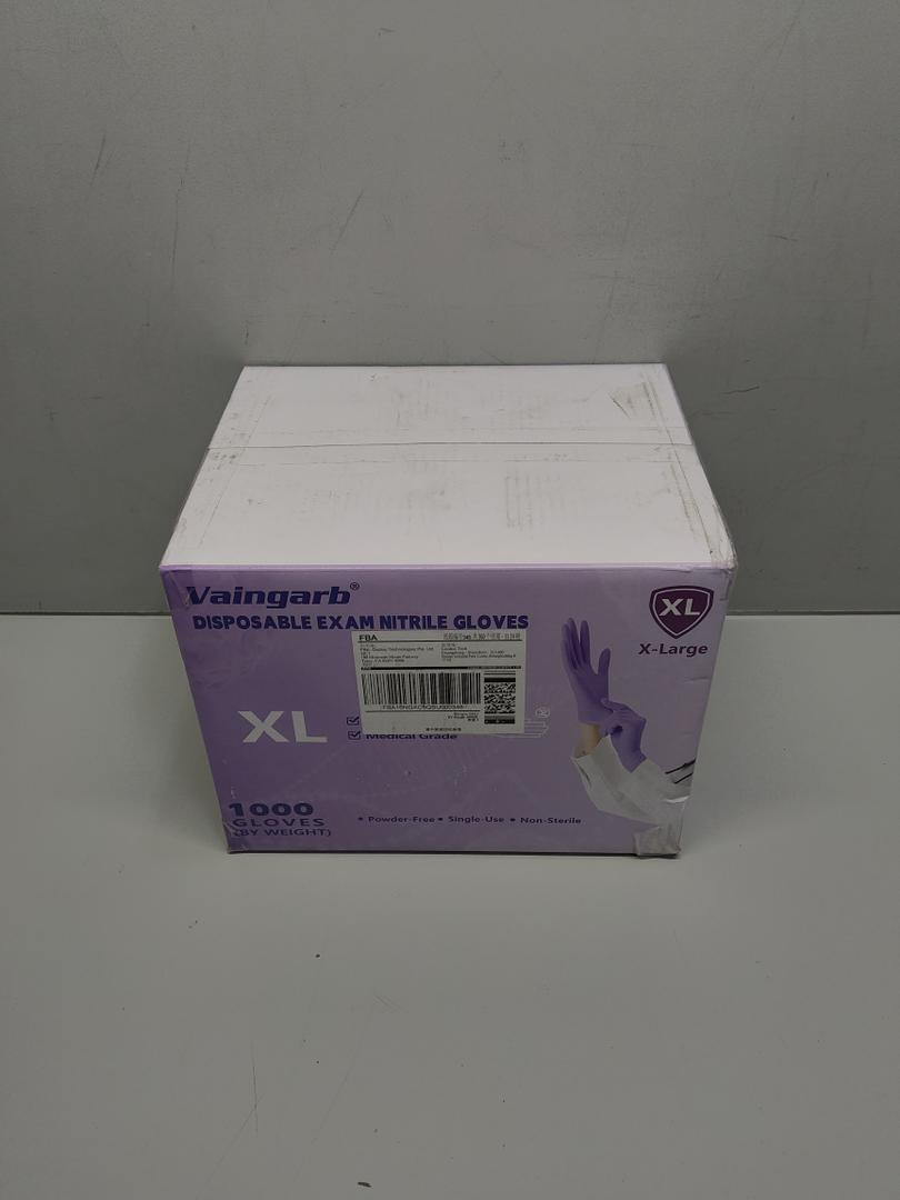 Vaingarb Nitrile Exam Gloves 1000 Count X-Large Purple Disposable Medical Gloves Latex Free Case of Powder Free Examination Glove