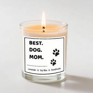 Dog Mom Gifts for Women - Dog Themed Gifts Candles - Lavender Scented Candle 100% Soy Wax - pet Odor Eliminator Candle