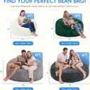 4FT Giant Bean Bag Chair for Adults with Washable Corduroy Cover,Light Grey, Large