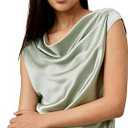 LilySilk 100% Silk Cowl Neck Shirt for Women Sleeveless Elegant Tops for Summer Off Shoulder T Shirt Ladies, XL