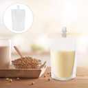 DOITOOL 50Pcs 300Ml Reusable Suction Nozzle Seal Packaging Bags Clear Plastic Drink Pouches for Soy Milk Juice Liquid Storage Portable Leakproof