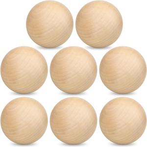 7 Pack 3 Inch Unfinished Wooden Balls, Wooden Round Ball, Natural Round Hardwood Balls, Wood Spheres for Crafts and DIY Projects and Decorations