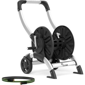 Upgrade Hose Reel Cart, Holds 200 Feet of 5/8" Hose, Hose Reel Cart With Effort-saving Hand Crank,2 Wheels,Heavy Duty Freestanding Water Hose Reels for Outside Garden Lawn Yard Outdoor