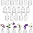 Glass Bud Vases Set of 24, Small Flower Vase in Bulk, Clear Mini Ribbed VaseS for Centerpieces, Modern Wedding Reception Table Decorations