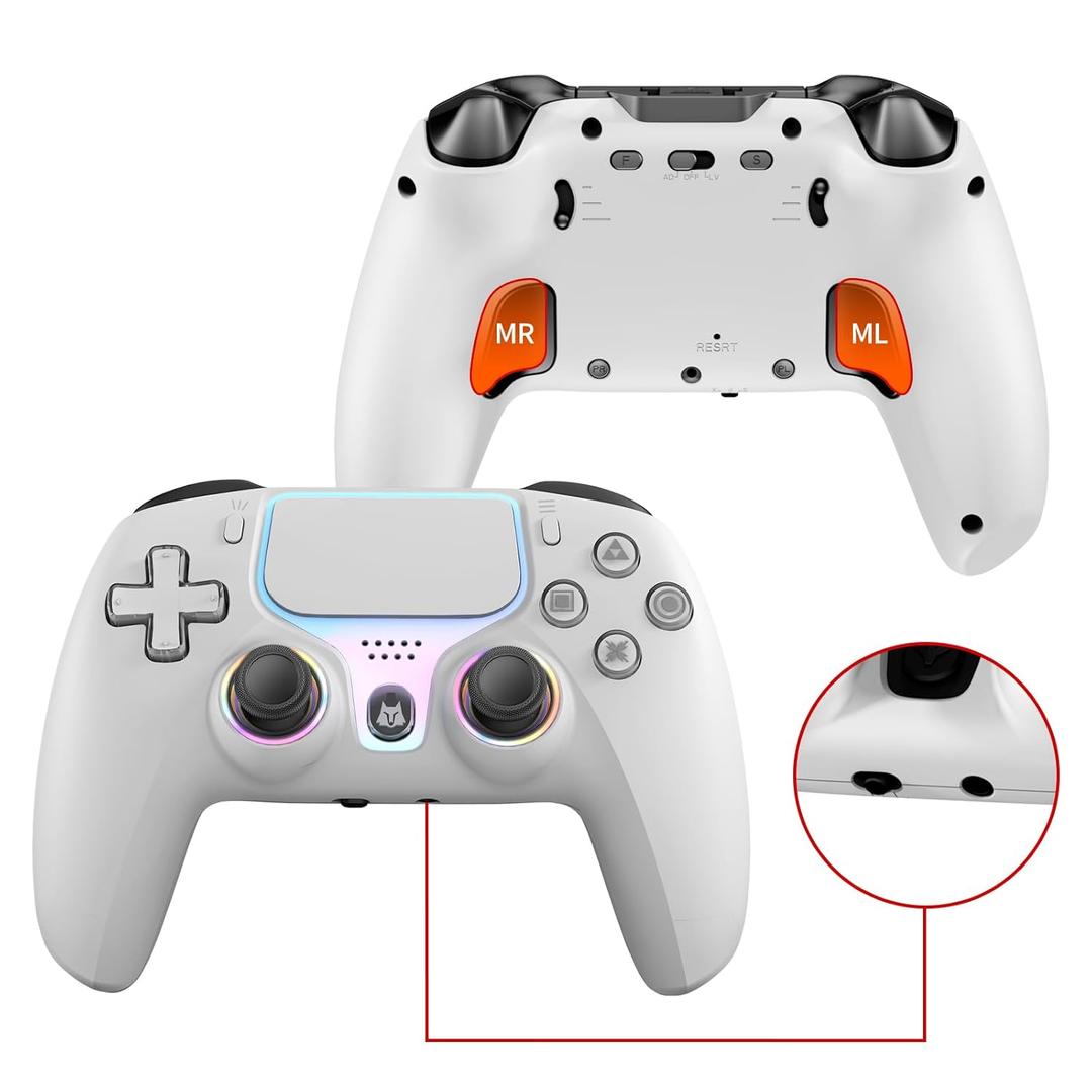 Wireless Controller for PS5, Compatible with PlayStation 5 /PS5 Pro/Slim/PC, with Hall Effect Joysticks, Back Paddles & Macro, Bluetooth 5.0, Turbo, Dual Vibration, 6-Axis Gyro, RGB Ring, 1000mAh, 3.5mm Audio Jack, PS5 Pro Controller Gamepad with Speaker