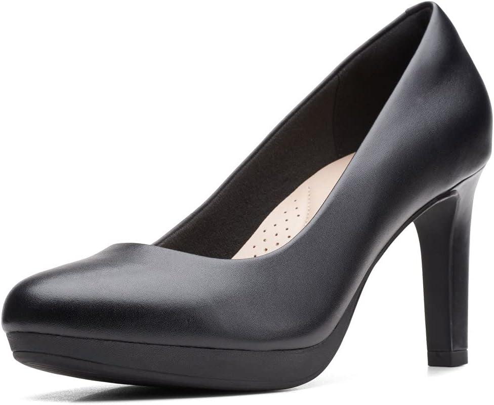 Clarks Women's Ambyr Joy Pumps (8 Wide, Black Leather)