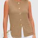 PRETTYGARDEN Women's 2026 Spring Sweater Vest Sleeveless Button Down Knit Cardigan Tank Tops Summer Business Casual Outfits (L)