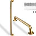 Shower Grab Bar, 2 Pack 32 Inch Gold Bathroom Safety Bar, 1.25" Diameter 304 Stainless Steel Grab Bars for Bathtubs and Showers, Handicap Shower Grab Bar for Seniors Elderly