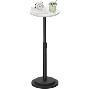 Height Adjustable Drink Table, Vintage Round Indoor Metal Plant Stand, for Small Spaces, Living Room, Bedroom, Cocktail, 1 Pack, White, GBZ001CW-1 (Rotundity)