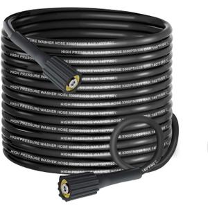 Pressure Washer Hose 32FT, 3300PSI 1/4" Power Washer Hose with M22-14 Brass Fitting, Kink Resistant, No-Leak Design, Durable Replacement Hose for Ryobi, Greenworks, CRAFTSMAN Most Brand Power Washer