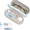 Eyeglass Case Double Sided Travel Size Cute Portable Contact Lens Box 2 in 1 Multifunction With Tool for Daily Outdoor Office