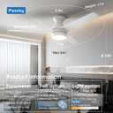 Passky Ceiling Fans with Lights, 52 inch Low Profile Ceiling Fan with Pull Chain and Remote Control, Flush Mount, Reversible, 5CCT, Dimmable, Noiseless, White Pull Cord Ceiling Fan for Bedroom